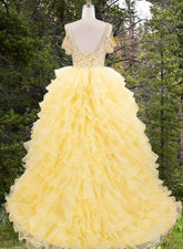 Adelina Yellow Pageant Dress – Brydealo Couturet